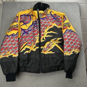 Joe Rocket Racing Jacket Size Large Mens Yellow All Over Print Racing